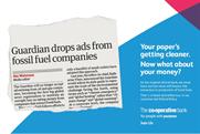 Co-operative Bank backs Guardian's fossil fuel ad ban with print execution