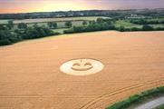 One of the emojis was carved into a field near Chippenham