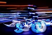 Fast-moving cyclists created a unique light show