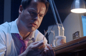 Peter Jones...comes face to face with Gremlins in BT ad