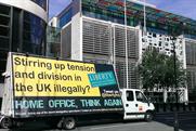 Liberty: campaign group's van outside the Home Office