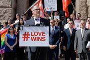 The new mainstream: same-sex marriage supporters celebrate the US Supreme Court ruling on the steps of the Texas Capitol. Pic credit: PA Photos