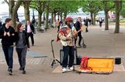 Nile Rodgers busked on the South Bank this morning (22 June)