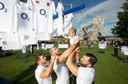The shirts were hung three metres up in the air on giant washing lines