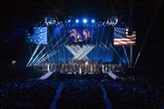 The American and European teams were introduced on stage