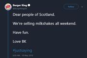Burger King tweet 'banned' for encouraging people to 'milkshake' Farage