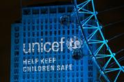 A number of landmarks were lit up blue in support of children affected by the Syrian crisis