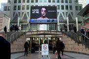 The 'look at me' billboard at Canary Wharf