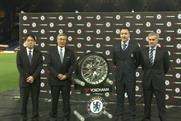Chelsea FC: Jose Mourinho with his customary cheer on the Yokohama shirt deal
