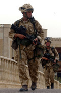 Royal Marines patrol in Basrah