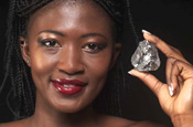 A  model poses with a Gem-mined diamond