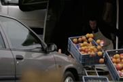 Axa France "crazy driver on market day" by Publicis Conseil
