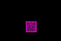 A QR code floats on a black screen