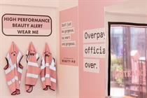 Pop-up store with pink hi vis jackets