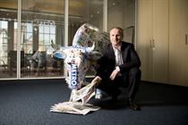 Bullish Auckland: Pictured here with a cow made from Metro newspapers