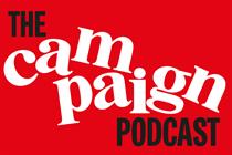 The Campaign podcast logo on a red background