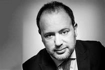 A black and white photo of Gideon Spanier, Campaign's editor-in-chief