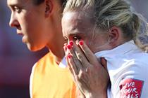 Laura Bassett is consoled after scoring an own goal in England's semi-final defeat by Japan