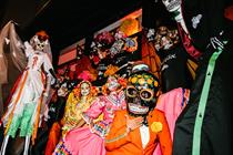 Patron: ornate skulls are part of the traditional parades 