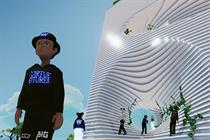 A male avatar stands outside of Vice Media Group's new metaverse office