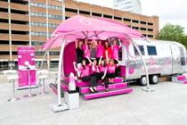 Beauty-trained volunteers at LGFB's branded Airstream trailer