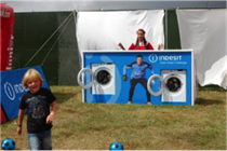 A washing machine shoot-out challenge at Camp Bestival