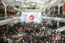 The Vamps appeared in front of large crowds at the Westfield shopping centres.
