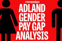 A graphic with a male and female figure in silhouette and text saying: Adland gender pay gap analysis