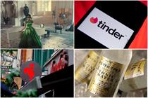 Images of  Tanqueray ad, Tinder logo on a phone, Fever.Tree bottles and Nando's restaurant exterior