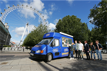 The van is visiting landmarks and responding to the public's Twitter requests