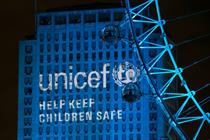 A number of landmarks were lit up blue in support of children affected by the Syrian crisis