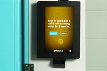 The interactive technology allowed users to donate or return their £1