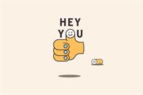 Hey You logo showing smiling face on thumb making a thumbs up