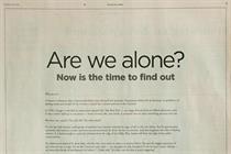 Breakthrough Initiative: buys ad in FT to promote alien quest.