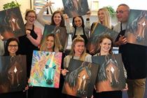 Barefoot Wine super-fans come together for a "sip and paint" session as part of Odysseus Arms' drive to change the brand conversation