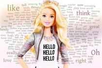 Hello Barbie, superimposed on the top 250 words in the doll's vocabulary.