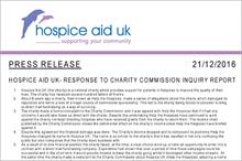 Charity Commission refers Hospice Aid UK case to Fundraising Regulator