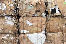 Bales of cardboard for recycling