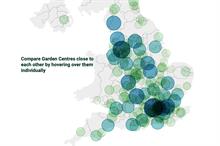 Interactive map of UK garden centres