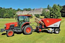 Trilo S3 in college grounds - its ability to fit brush, scarifier and flail shafts makes this a machine for all seasons