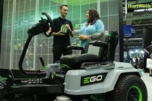 EGO's James McCrory and HortWeek's Rachael Forsyth talk about Ego's zero turn mower at Saltex 2022