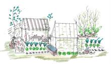 Design drawings for Burpee Europe garden, 'Learning to Grow, Gather and Show' for South West in Bloom