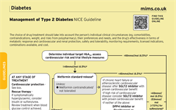 Excerpt of the MIMS summary flowchart of NICE diabetes guidance, taken from the print edition of MIMS