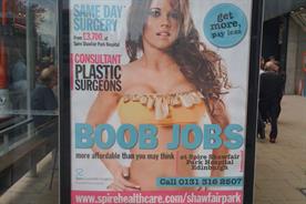 Spire Healthcare: poster ad for breast-enhancement surgery
