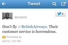 British Airways: disgruntled customer Hasan Syed paid for a Promoted Tweet