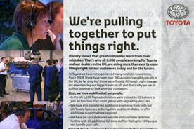 Toyota: launches new recall campaign in UK press