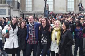 T-Mobile holds karaoke flash-mob event in Trafalgar Square