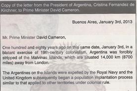Argentine ad: the country's president appeals to David Cameron over the Falklands