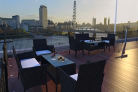 The terrace offers views across to the South Bank and the London Eye