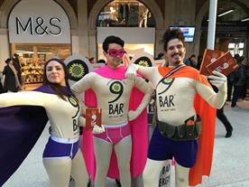 9Bar enlisted a team of superheroes to descend on London's train stations earlier this year